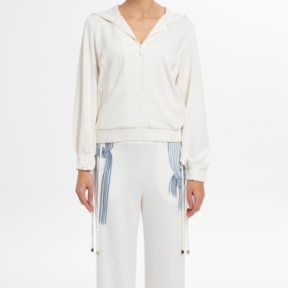 Embroidered Shiny Stone Ecru Jacket